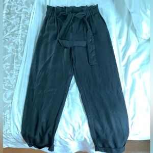 Mango Black Tie-waist Trouser Pants